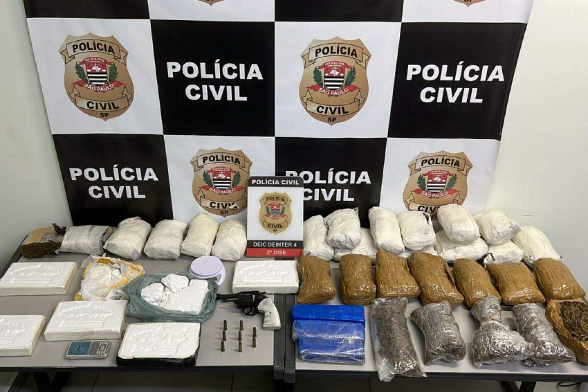 Foram apreendidos vários quilos de cocaína pura, conhecida como 'escama', e vários quilos de 'buchas' de maconha