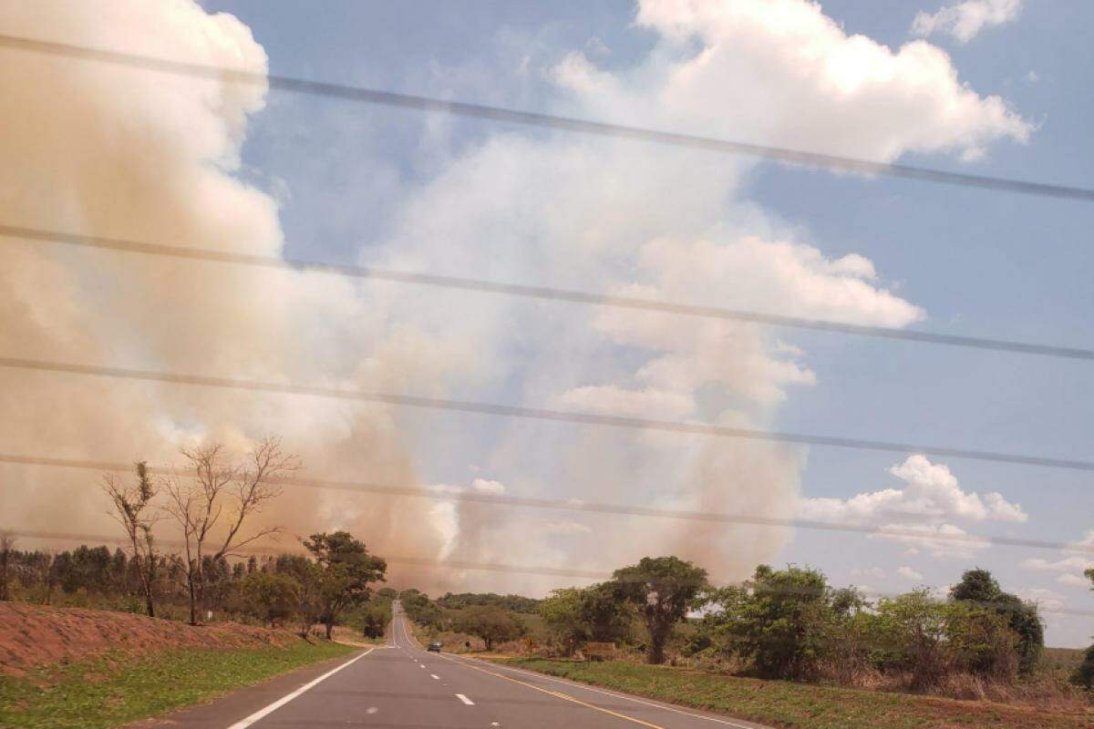 Tráfego ficou prejudicado por conta da fumaça