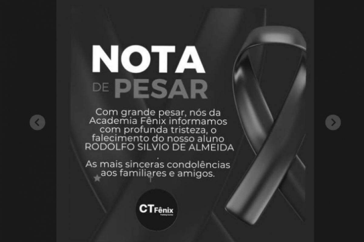 Comunicado da academia sobre a morte do aluno