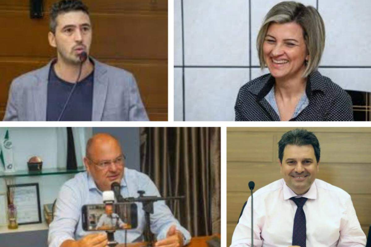 Vereador Daniel Bassi, deputada estadual Delegada Graciela, prefeito Alexandre Ferreira e vereador eleito Marco Garcia