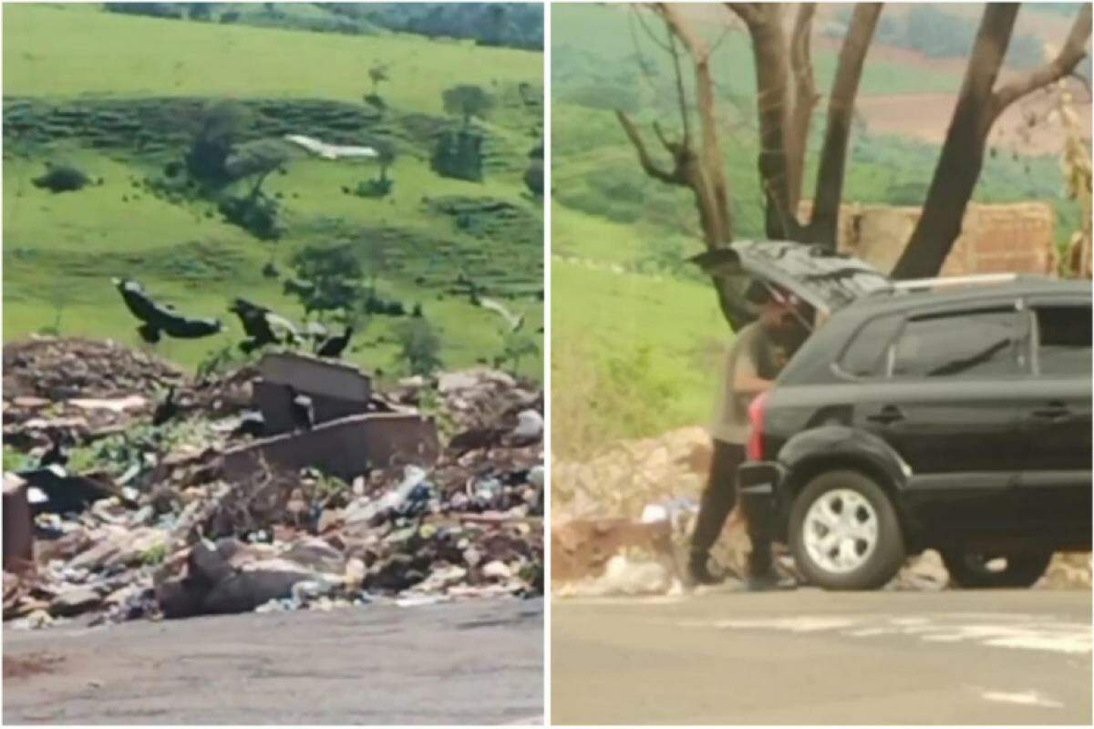 Flagrantes de urubus no 'lixão' e pessoas praticando descarte irregular são constantes 