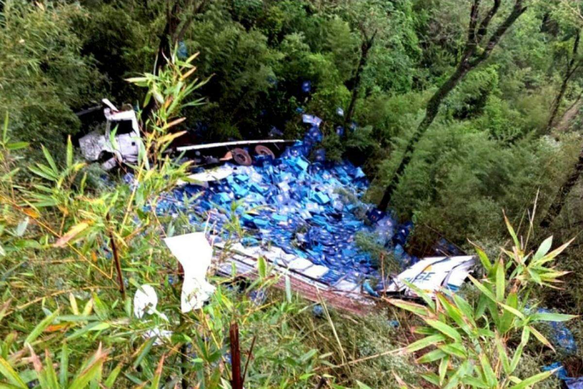 O condutor do caminhão foi encontrado morto no local pelas equipes de socorro 