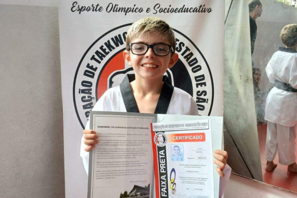 Matheus Martins, 9 anos, atleta da Prefeitura da Estância Turística de Barra Bonita