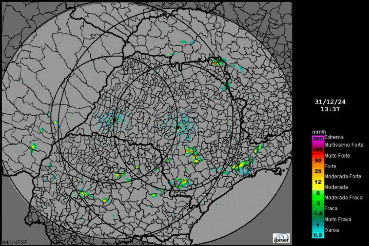 Mapa meteorológico da Defesa Civil