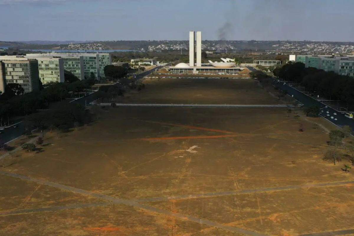 Imagem aérea da Praça dos Três Poderes, em Brasília 