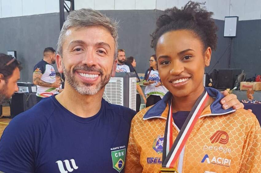 Diego Spigolon e Tamiris Gomes de Abreu, que conquistou o ouro no -50 kg