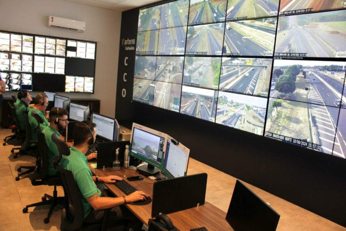 Central de Controle Operacional monitora a rodovia em tempo real para garantir segurança e fluidez no tráfego