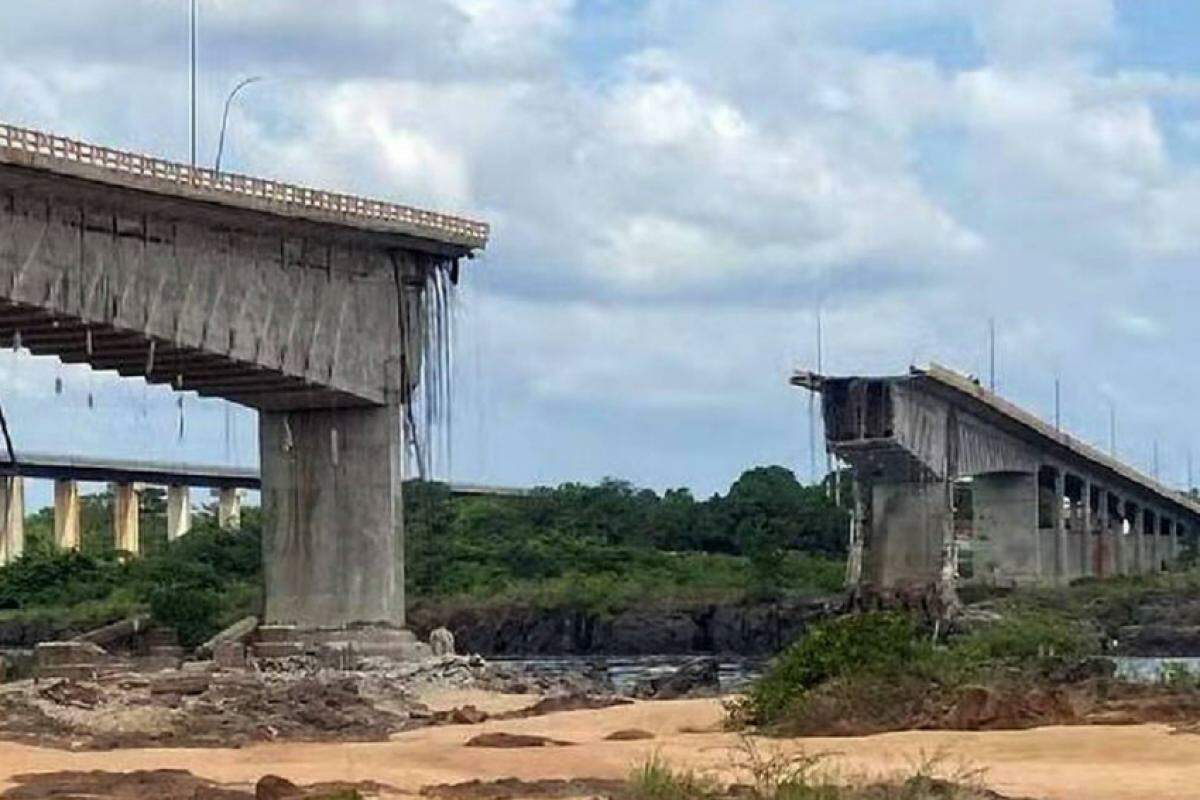 Ponte caiu na divisa entre o Tocantins e o Maranhão no último domingo