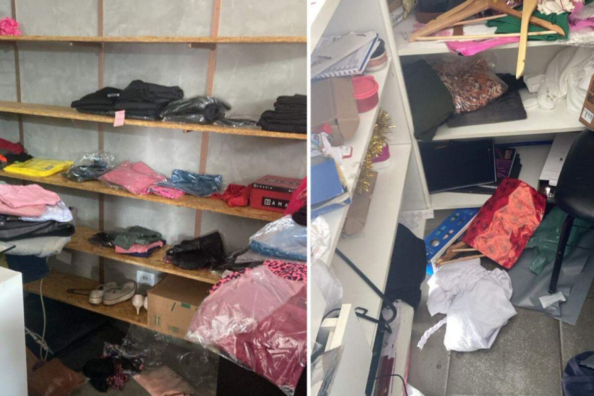 Assaltantes invadiram a loja e roubaram roupas, perfumes e até a câmera de segurança