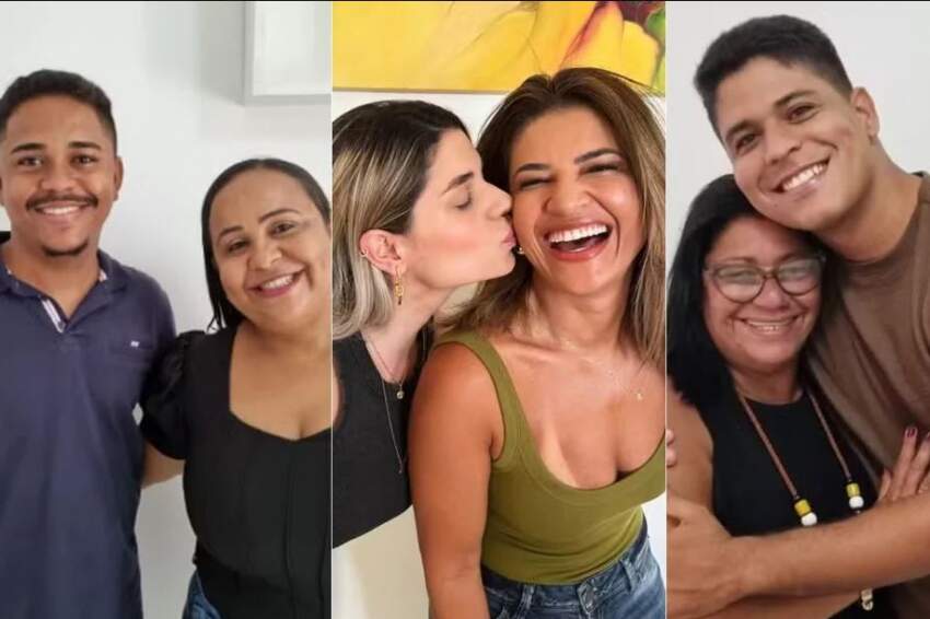 As duplas que estão concorrendo da esquerda para a direita; Cleber e Joseane, Nicole e Paula, Joselma e Guilherme