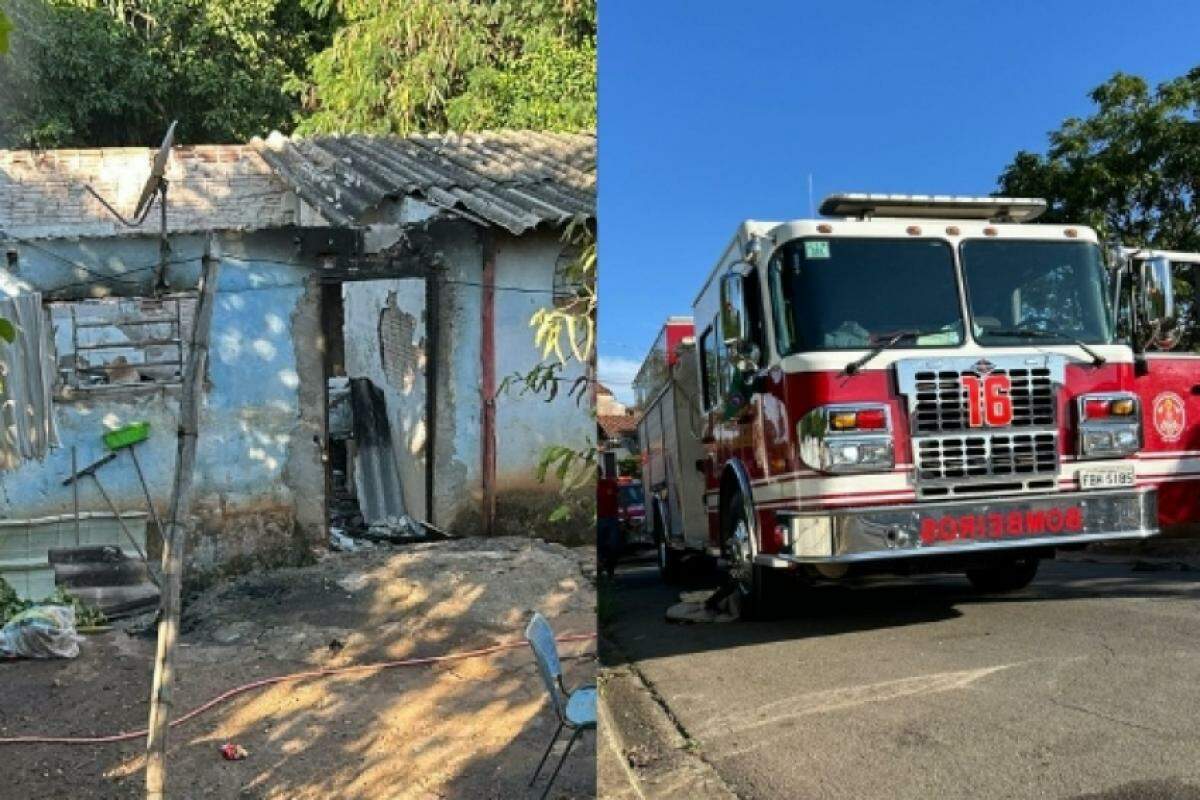 O fogo destruiu o imóvel e o cachorro foi entregue aos donos.