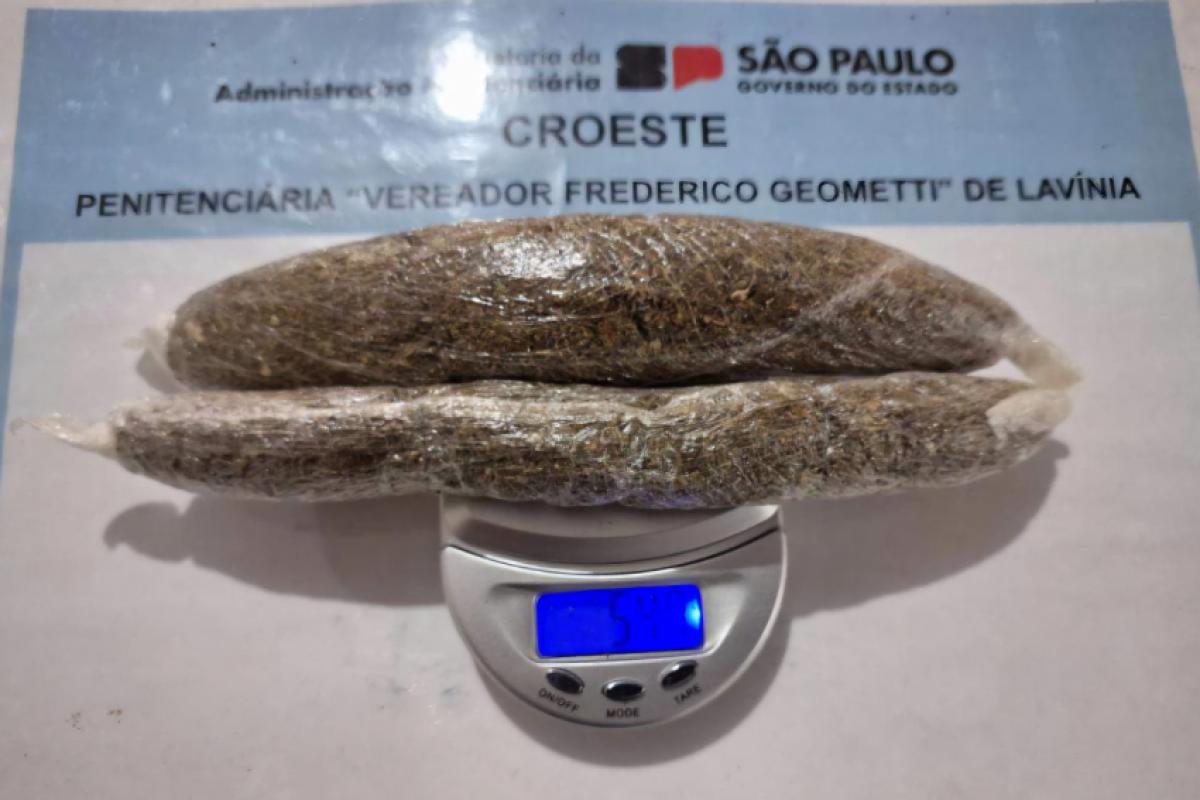 Substância esverdeada aparentando ser maconha 
