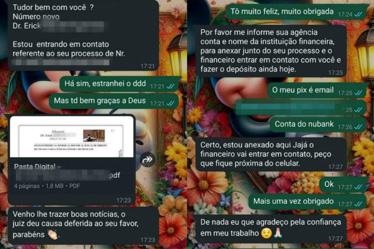 Prints da conversa que Natália teve com o golpista