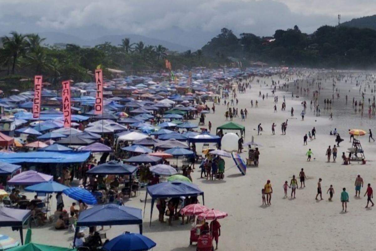Praia Grande em dia de movimento