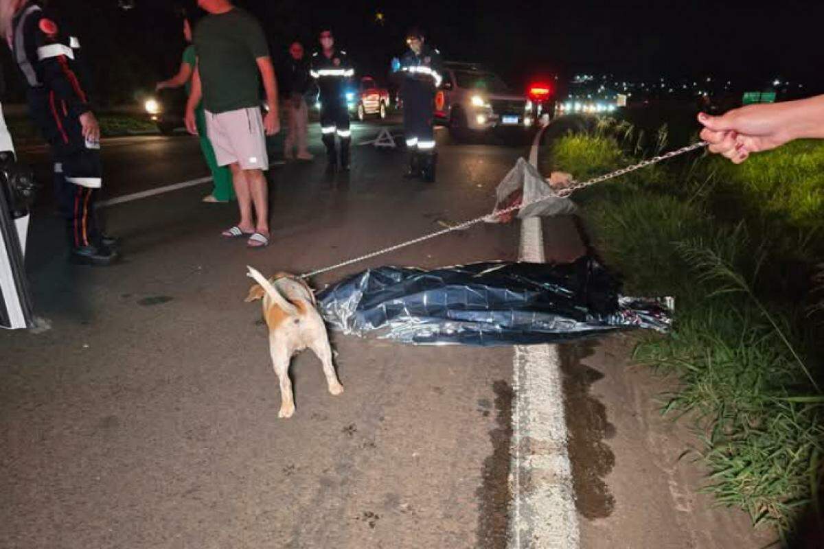 O cachorro que acompanhava a vítima permaneceu ao lado do corpo até ser resgatado.