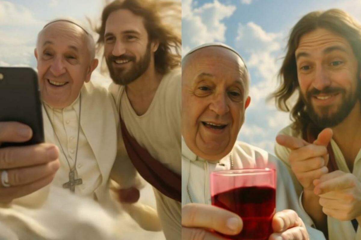 Vídeo mostra papa tirando selfie com Jesus e transformando água em vinho