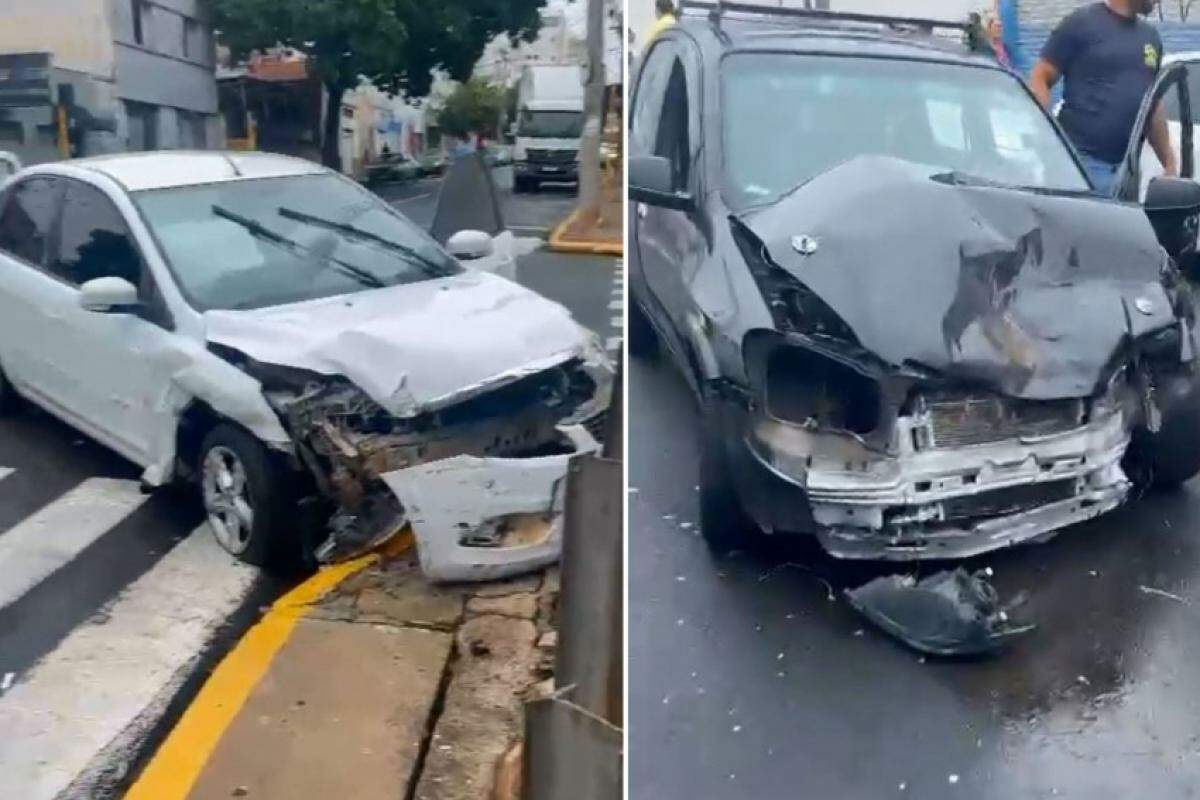 Os dois carros sofreram danos e apenas um dos motoristas ficou ferido