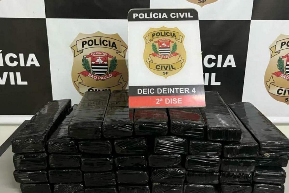 Tijolos de maconha apreendidos por policias civis