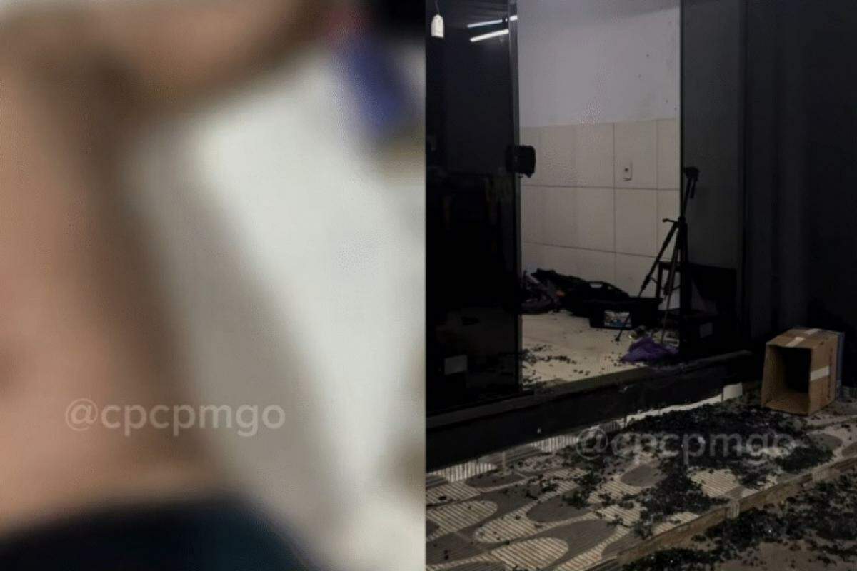 Imagem do lava jato e do homem agredido