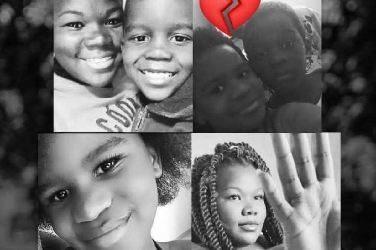 Montagem com fotos de Priscila e dos filhos