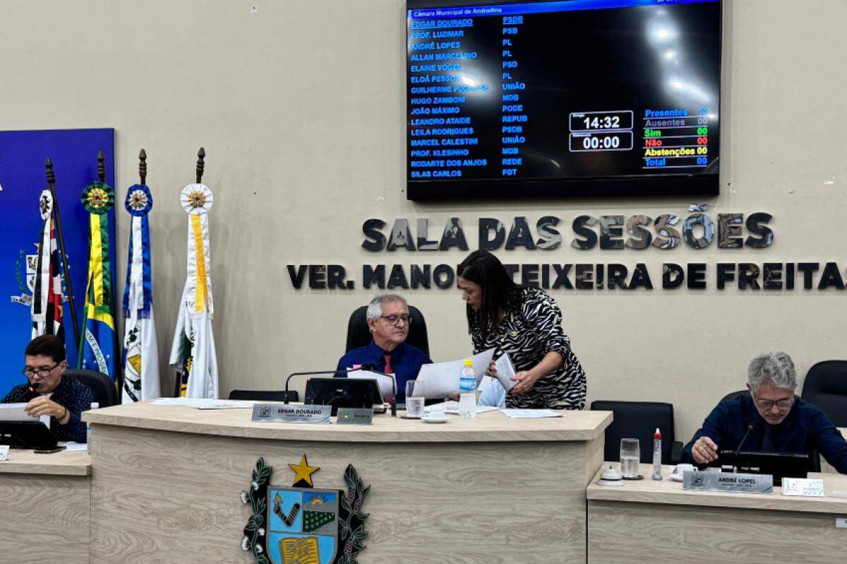 Mesa diretoria da Câmara de Andradina de Andradina