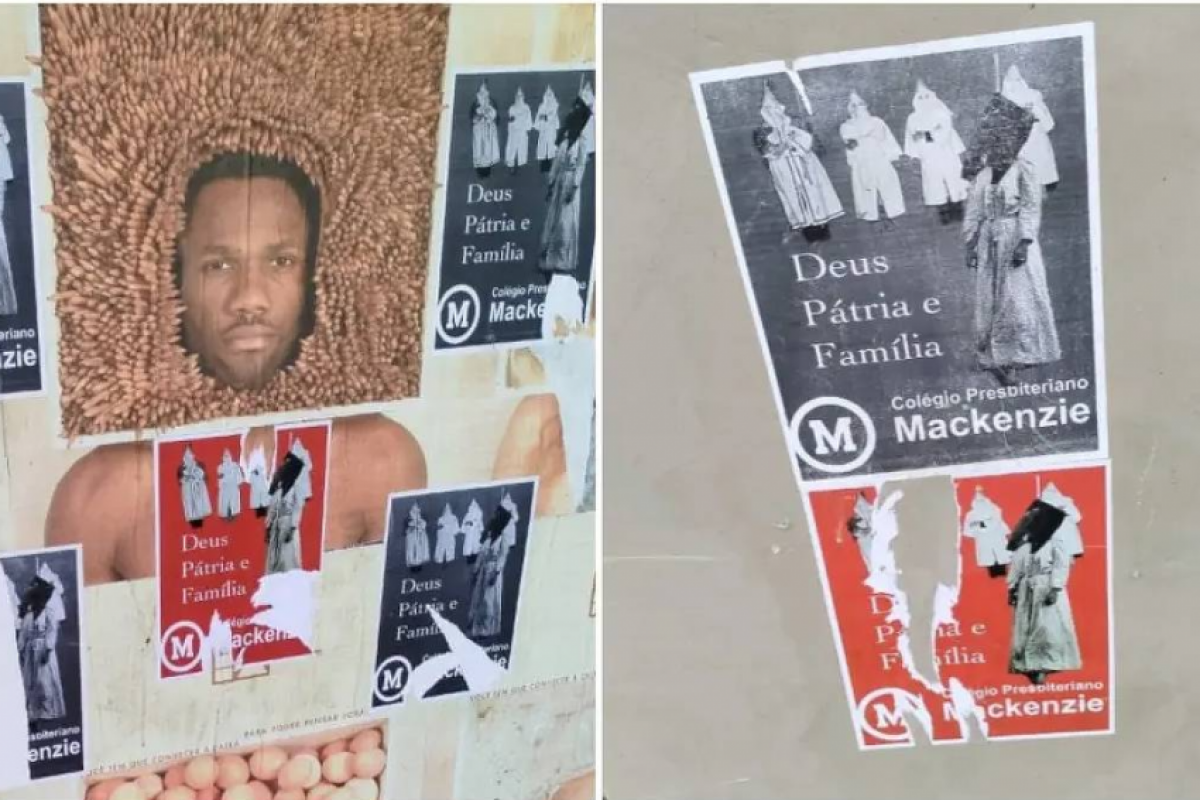 Cartazes associando o colégio ao grupo racista americano Ku Klux Klan foram fixados em São Paulo