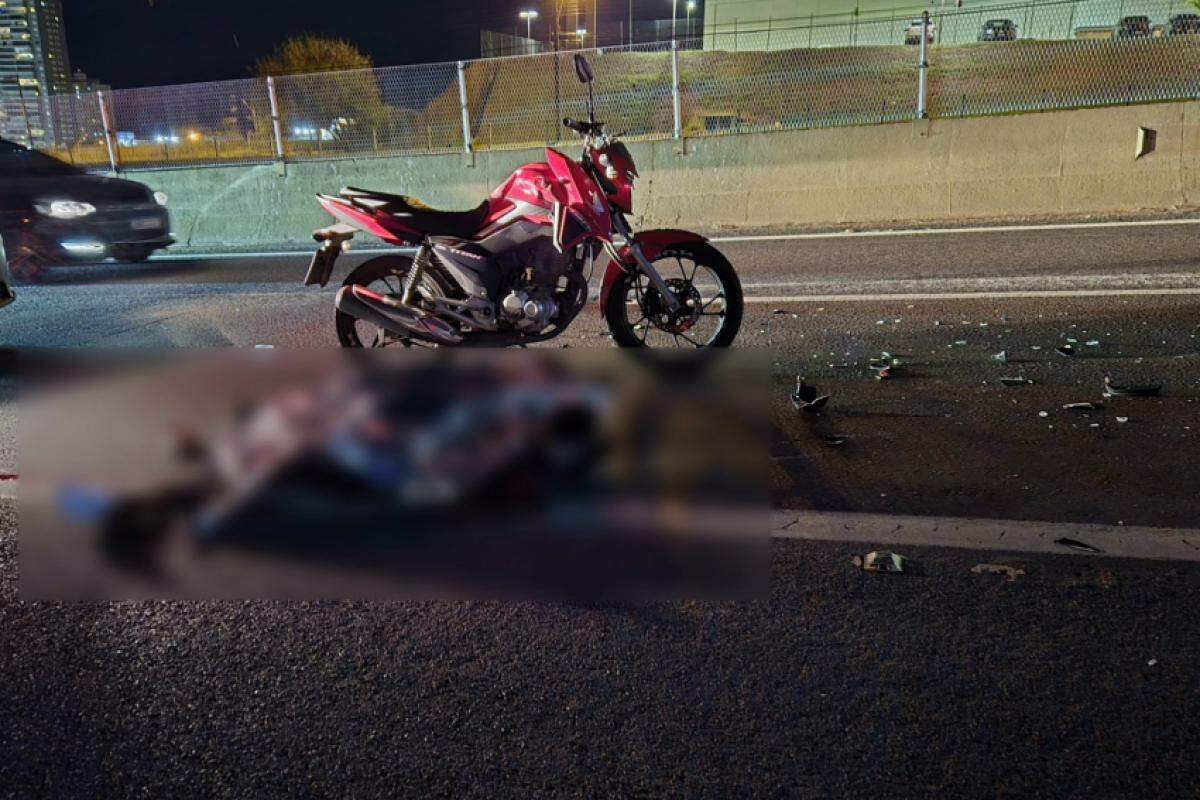 Corpo caído após acidente na rodovia Cândido Portinari