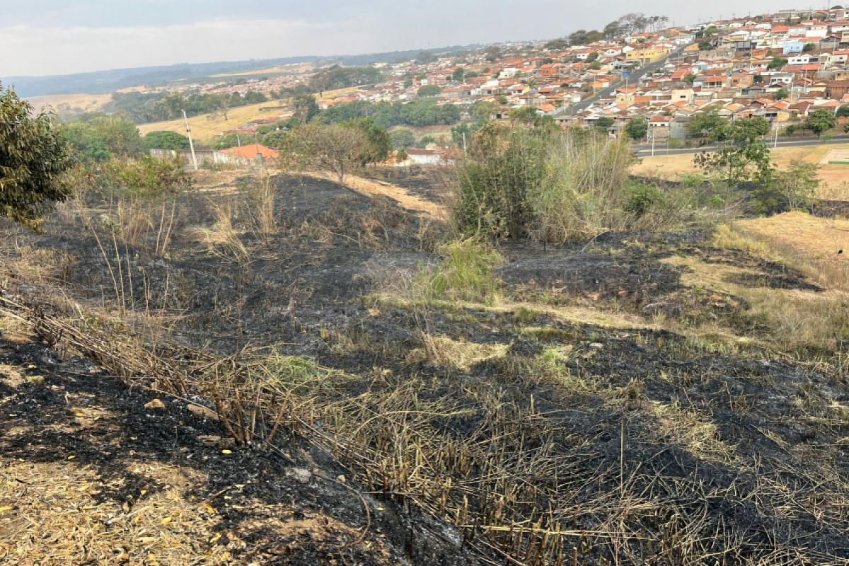 Região atingida pelo fogo entre os jardins Éden e Palma, em Franca