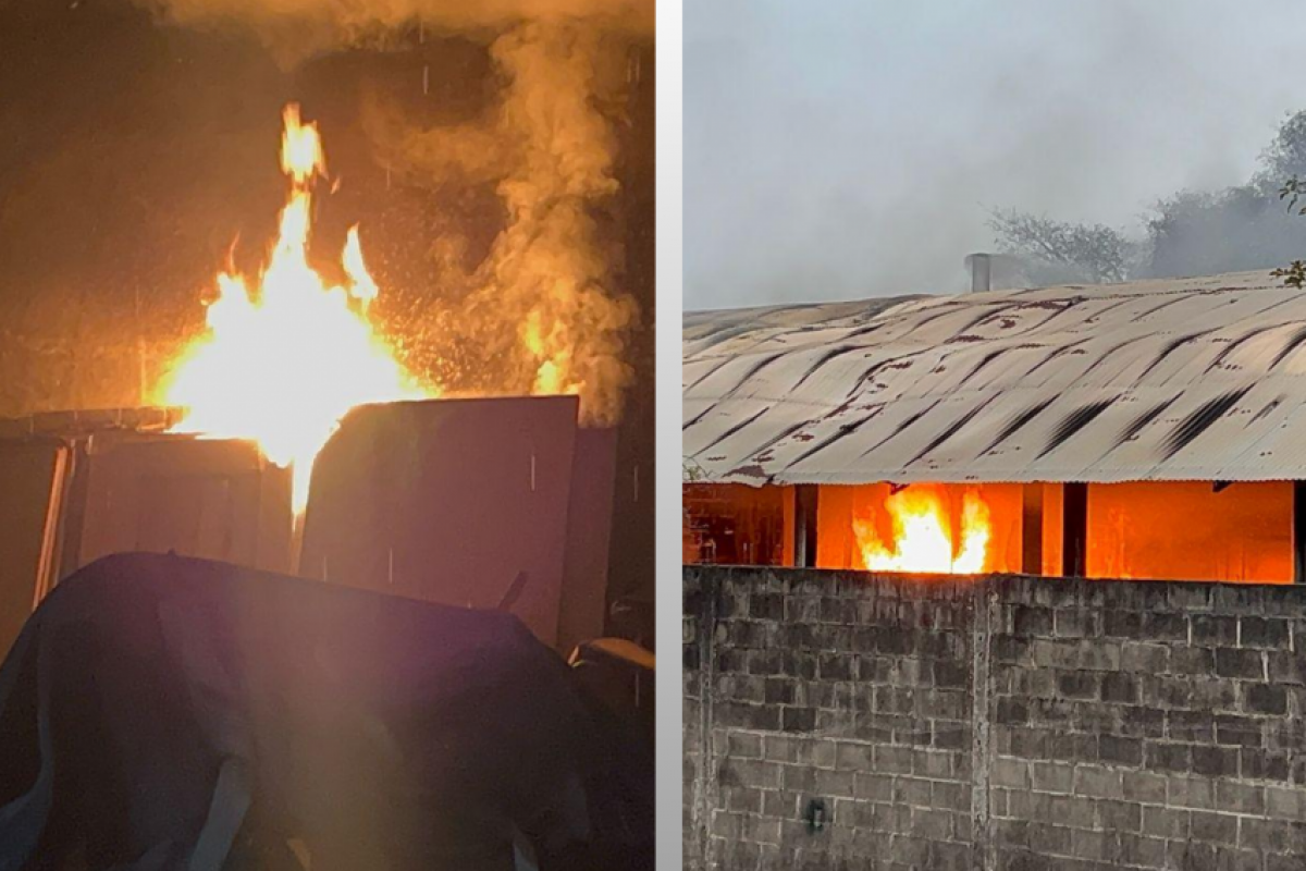 O fogo começou por volta das 3hs e destruiu o galpão desativado.
