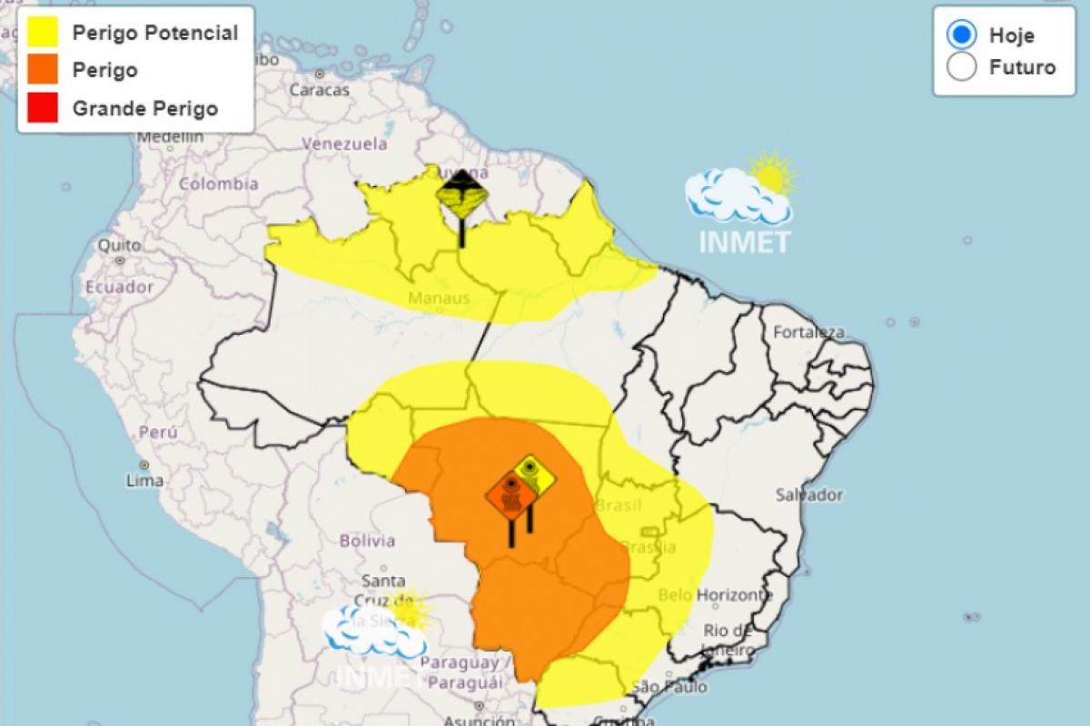 Mapa do Inmet coloca Bauru na zona amarela, de perigo potencial de baixa umidade
