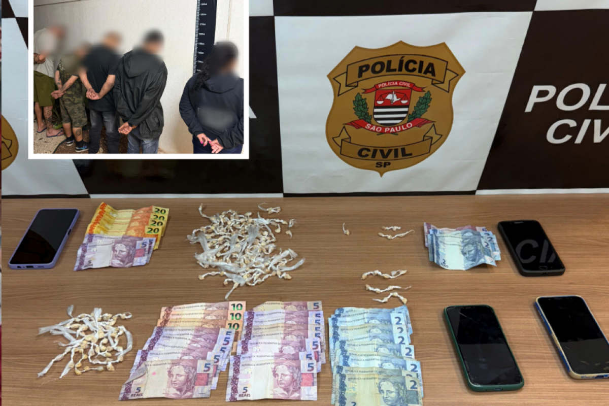 As drogas foram apreendidas e as 5 pessoas presas em Piracicaba.