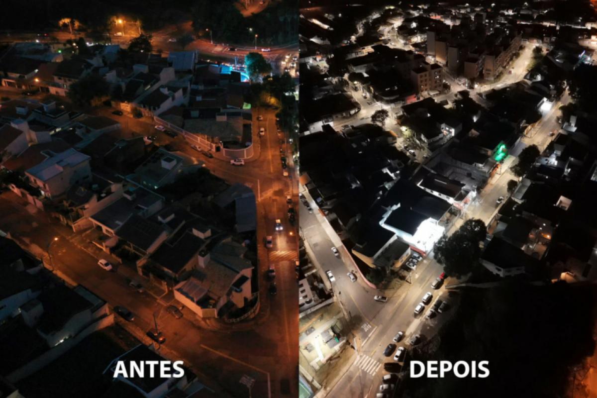 No total, foram substituídas 128 luminárias por novas lâmpadas de 120W em 20 vias do bairro