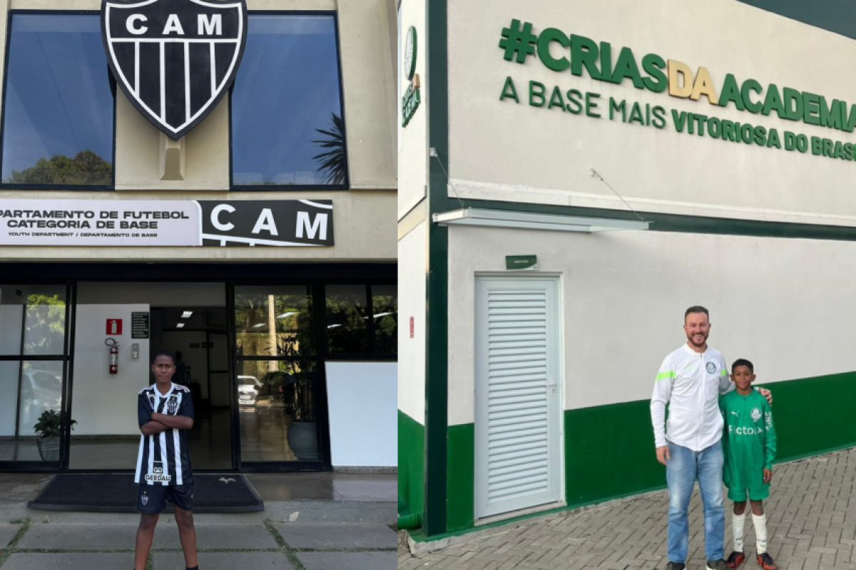 Eliel Prado integra a base do Clube Atlético-MG à direita Leandro Avila responsavel pelo projeto Foguinho Sports e Levy Estevão 