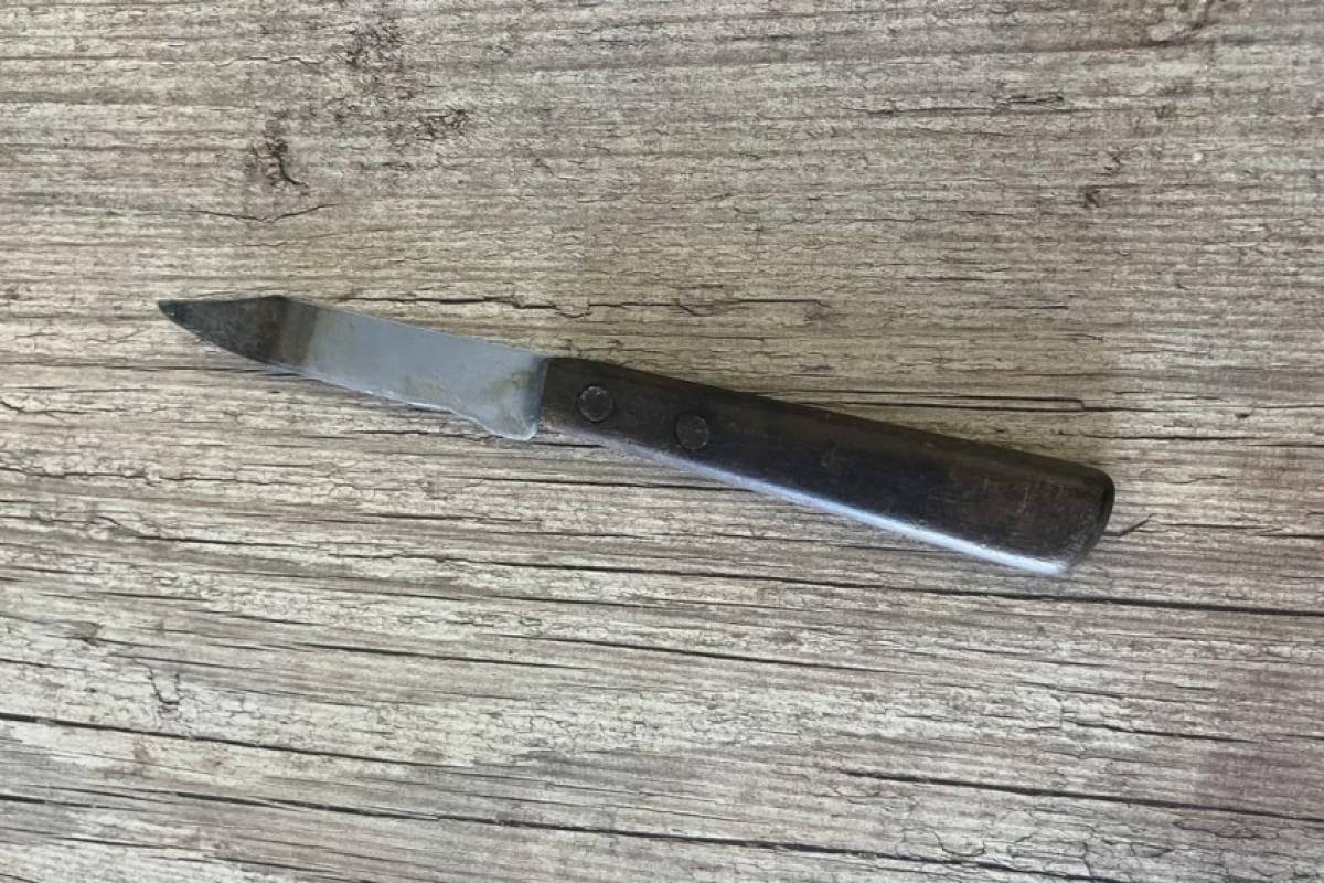 Faca que estava com o aluno e foi apreendida