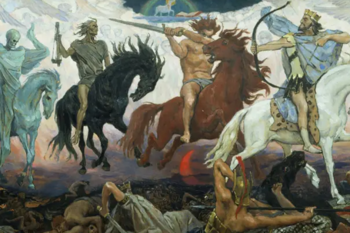Os Quatro Cavaleiros do Apocalipse, em pintura de Viktor Vasnetsov, de 1887.
