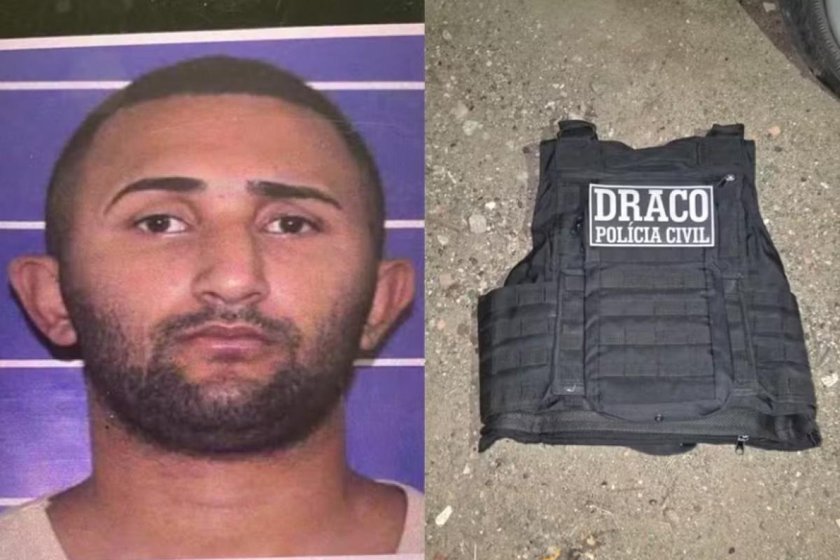 Um colete da Draco (Delegacia de Repressão às Ações Criminosas Organizadas e Inquéritos Especiais) estava junto ao corpo