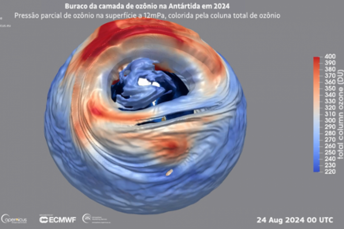 O buraco que se forma sobre a Antártida a cada primavera teve dimensões abaixo da média de 1990 a 2020