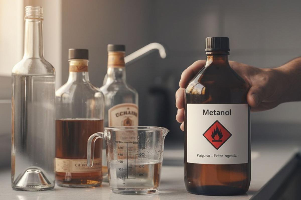 Ingestão de metanol pode causar cegueira, falência de órgãos e morte.