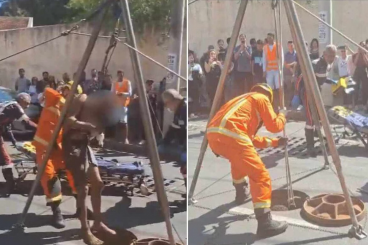 O rapaz só foi descoberta no bueiro no início da tarde.