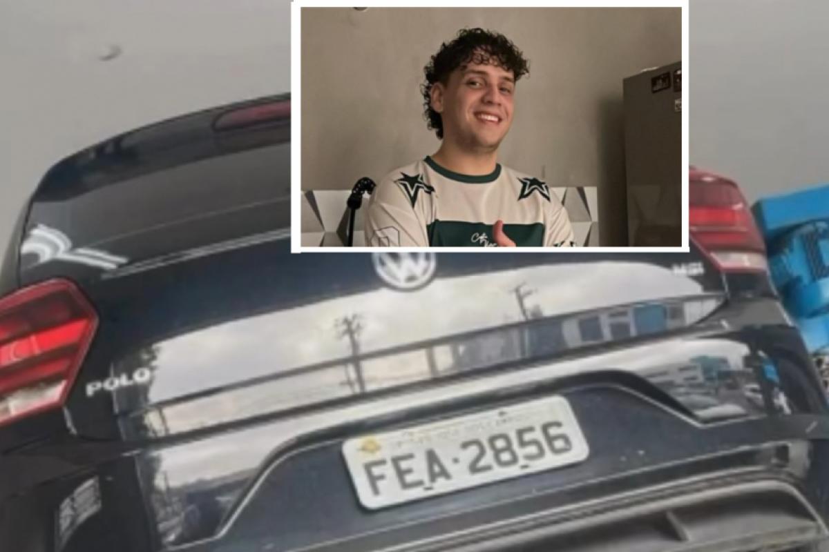 Carlos Eduardo e o carro que dirigia quando foi assassinado