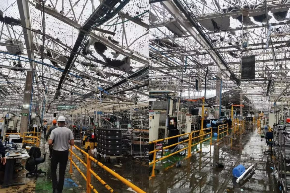 Mais de 90% da estrutura da fábrica de motores da Toyota, em Porto Feliz, oi danificada
