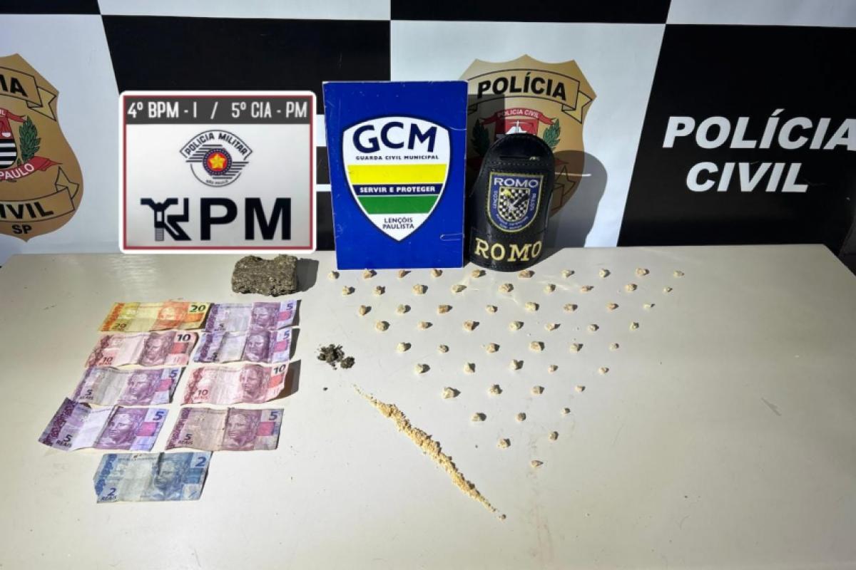 Na operação, equipes da Polícia Civil, PM e GCM apreenderam porções de crack e de maconha, além de dinheiro