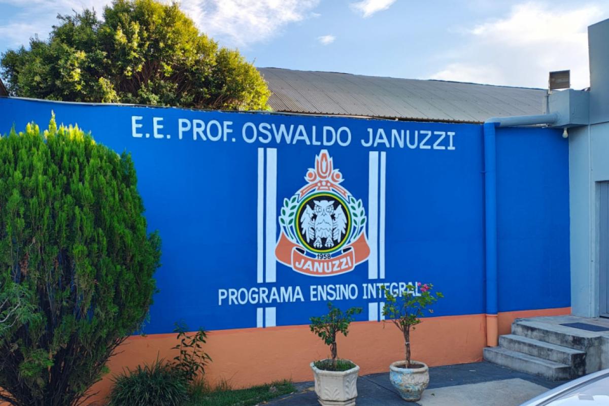 Escola Estadual Oswaldo Januzzi, em Buritama; instituição convidou o jornalista da Folha da Região para participar deste momento com os alunos