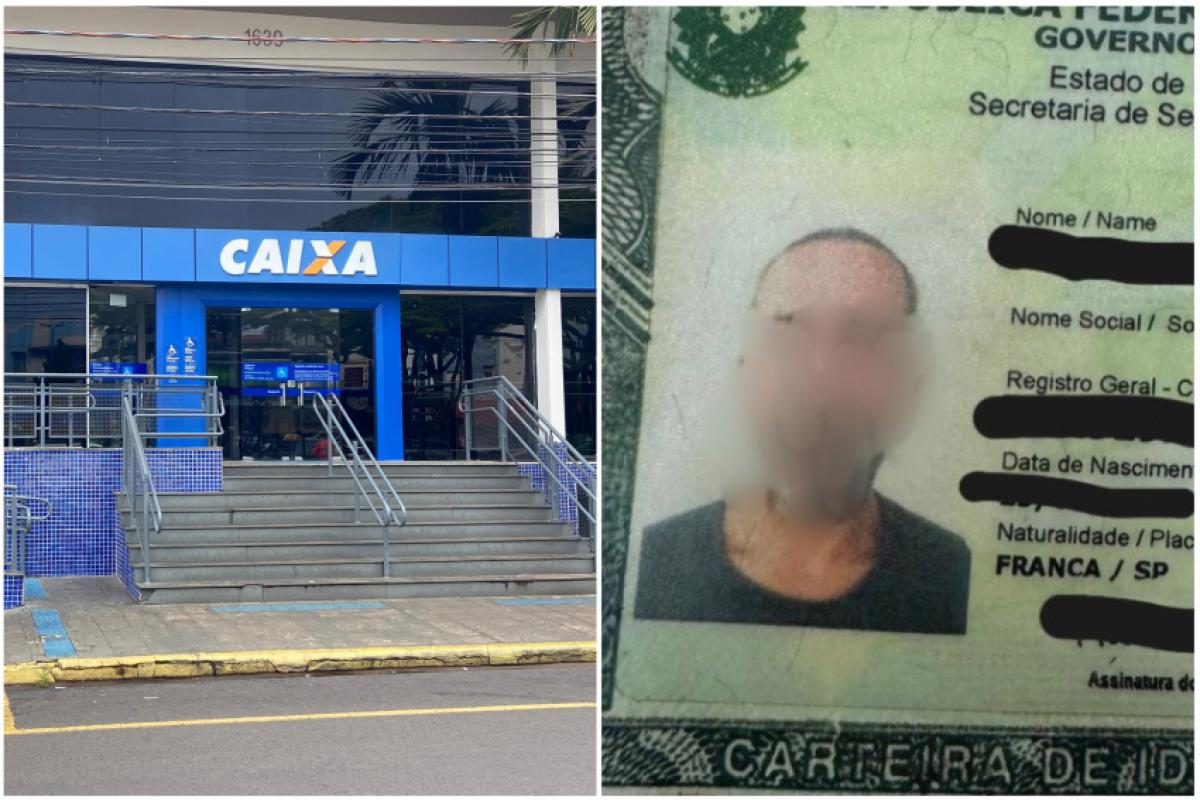 Agência bancária onde o criminoso tentou aplicar o golpe; documento falso utilizado