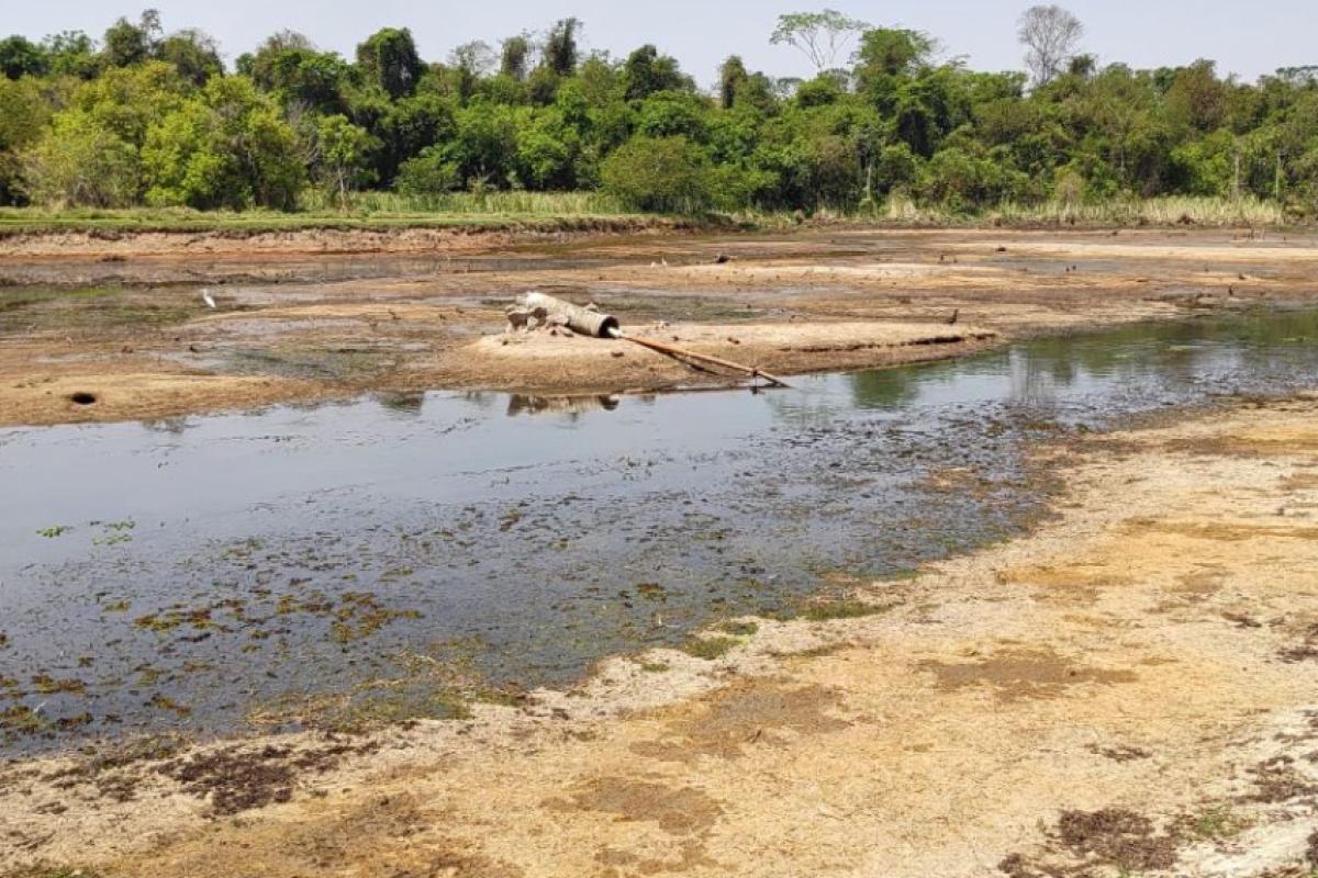 Imagem da lagoa de captação feita nesta quarta-feira (1)
