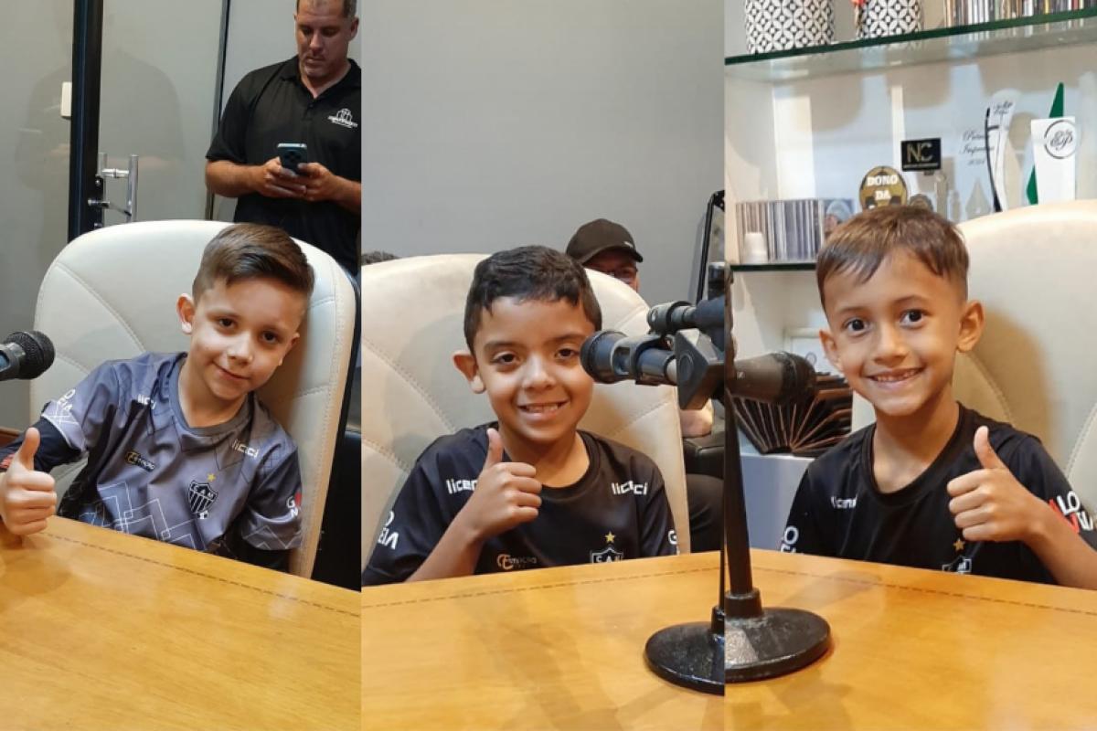 Murilo, Miguel e Lucas, da esquerda para a direita