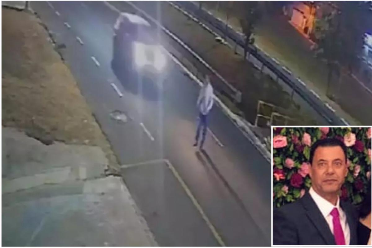 Momento em que o aposentado foi atropelado na avenida Hélio Palermo; vítima: Jairo Costa Júnior, de 68 anos