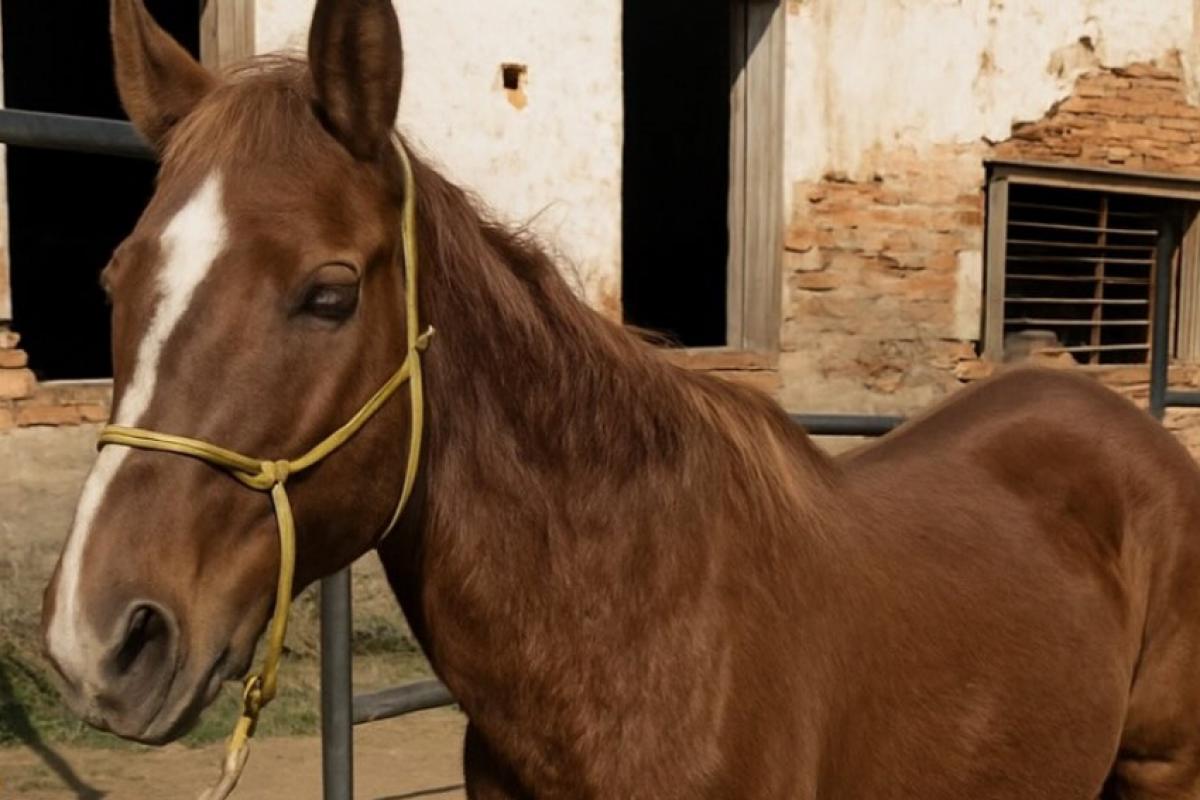 A égua Isaura é um dos animais disponíveis para adoção.