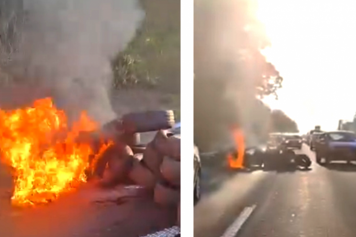 Os pneus queimados atrapalharam o trânsito na rodovia Luiz de Queiroz