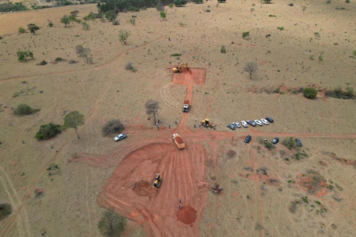 Vista aérea no início dos trabalhos, em Bauru